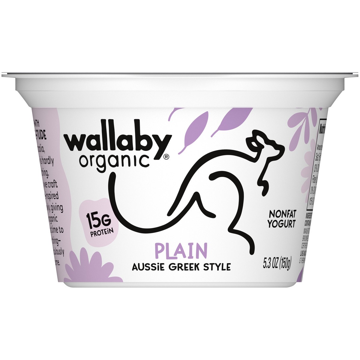 slide 2 of 9, Wallaby Organic Aussie Greek Nonfat Yogurt, Plain, 5.3 oz. USDA Organic, 5.3 oz