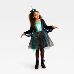 Kids' Dark Mystic Unicorn Halloween Costume Dress L - Hyde & EEK! Boutique™: Tutu Skirt, Wings, Headpiece