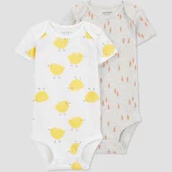 Carter's Just One You® Baby 2pk Easter End Cap Farm & Carrot Bodysuit - Gray/Orange/Yellow 3M