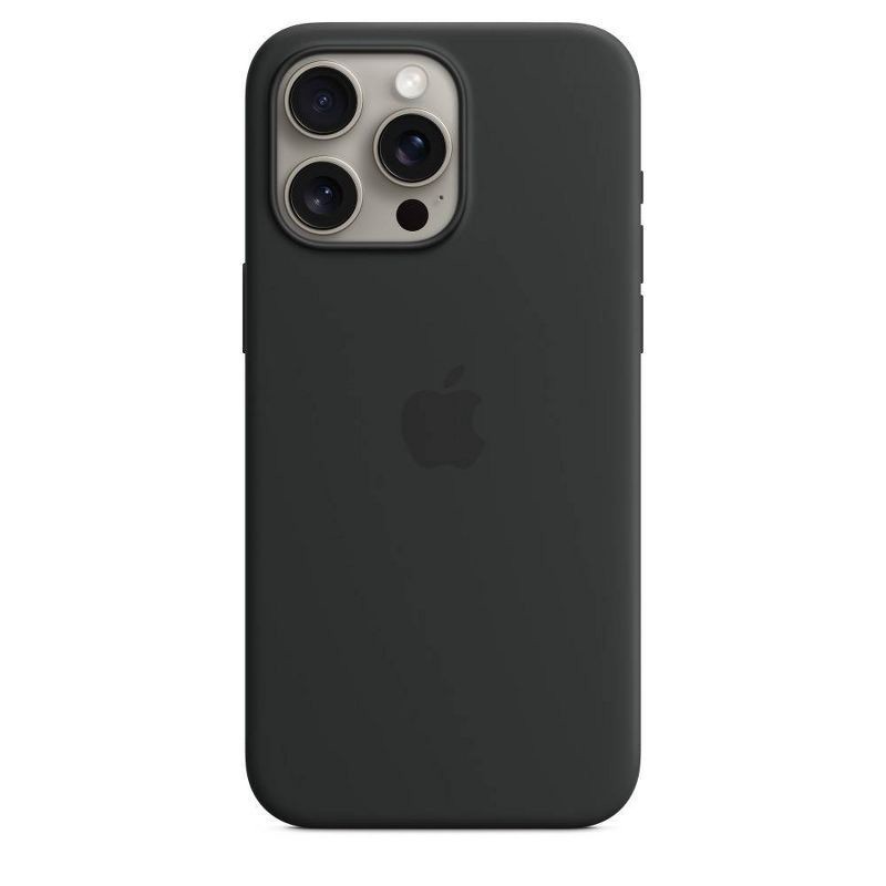 slide 1 of 4, Apple iPhone 15 Pro Max Silicone Case with MagSafe - Black, 1 ct