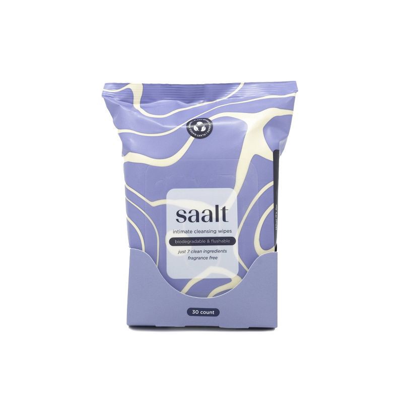 slide 1 of 6, Saalt Dual Purpose Intimate and Menstrual Cup Flushable Wipes - 30ct, 30 ct