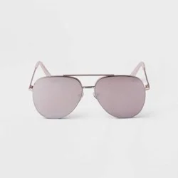 Women's Aviator Sunglasses - A New Day™ Rose Gold: Metal Frame, Polycarbonate Lens, UV Protection, Medium Fit