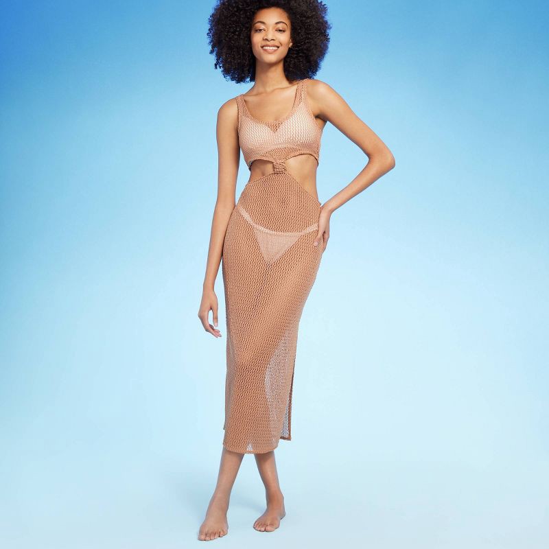 Women's Cut Out Crochet Cover Up Dress - Shade & Shore Light Brown XL 1 ct | shipt Women's Cut Out Crochet Cover Up Dress - Shade & Shore Light Brown XL 1 ct | shipt