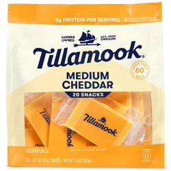 Tillamook Medium Cheddar Cheese Snack Portions - 15oz/20ct