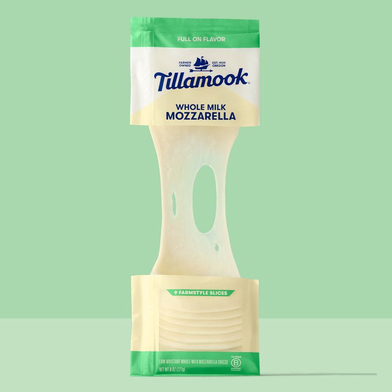slide 2 of 8, Tillamook Farmstyle Whole Milk Mozzarella Cheese Slices - 8oz/9 slices, 8 oz