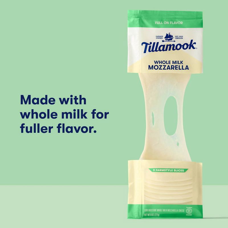 slide 6 of 8, Tillamook Farmstyle Whole Milk Mozzarella Cheese Slices - 8oz/9 slices, 8 oz