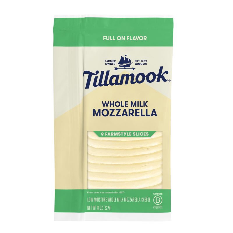 slide 1 of 4, Tillamook Farmstyle Whole Milk Mozzarella Cheese Slices - 8oz/9 slices, 8 oz