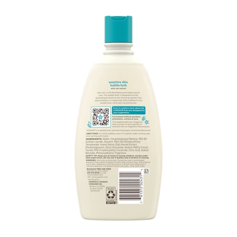 slide 5 of 6, Aveeno Kids' Bubble Bath Wash with Oat Extract for Sensitive Skin - 19.2 fl oz, 19.2 fl oz