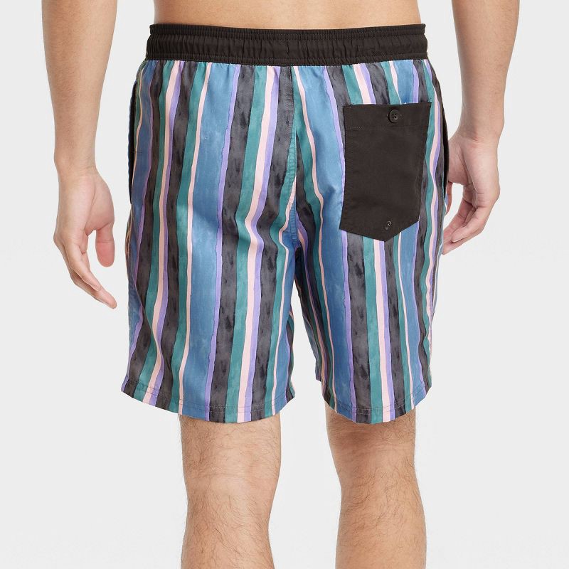 slide 2 of 3, Men's 7" Vertical Striped Swim Trunks - Original Use™ Blue/Black/Green/Pink L, 1 ct