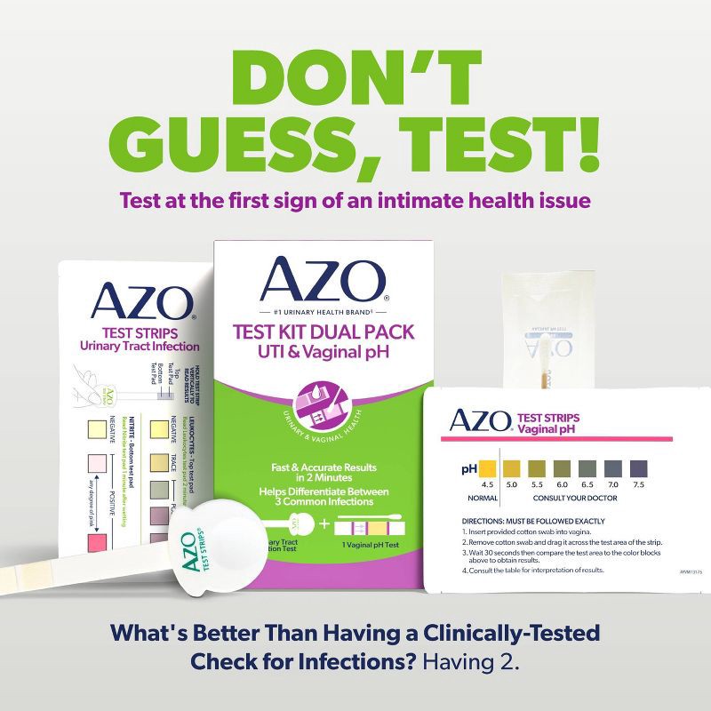 slide 5 of 9, AZO At Home UTI and Vaginal pH Test Kit, 1 ct