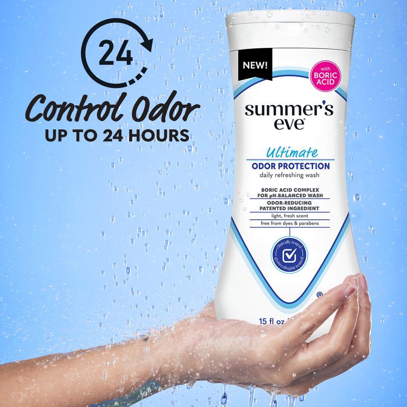 slide 3 of 8, Summer's Eve Feminine Odor Relief with Boric Acid Wash - 15oz, 15 oz