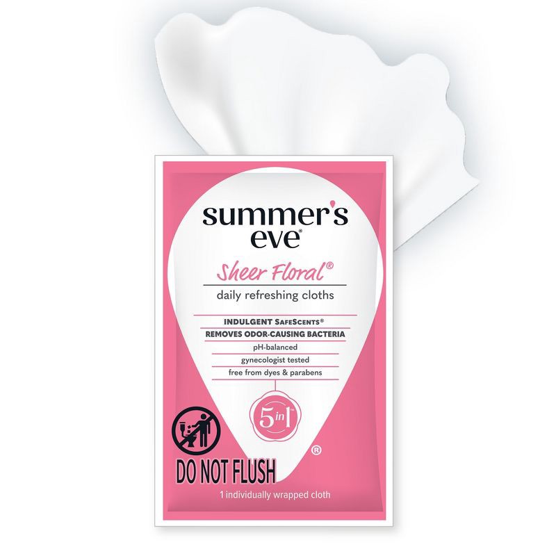 slide 2 of 8, Summer's Eve Sheer Floral 5-in-1 Feminine Wipes - 12ct, 12 ct