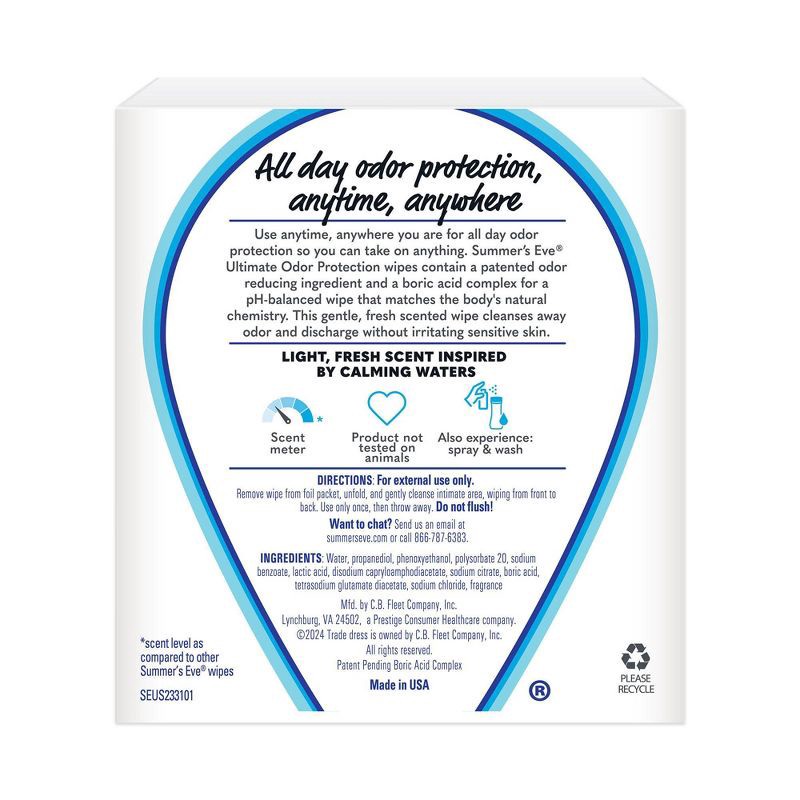 slide 2 of 8, Summer's Eve Odor Relief with Boric Acid Feminine Wipes - 12ct, 12 ct