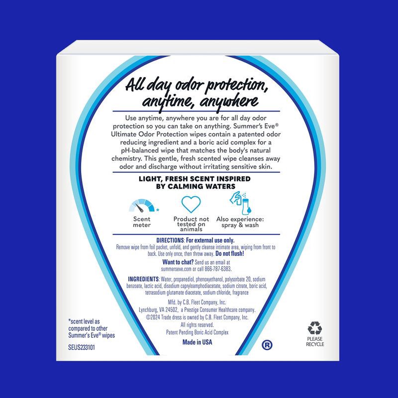 slide 8 of 8, Summer's Eve Odor Relief with Boric Acid Feminine Wipes - 12ct, 12 ct