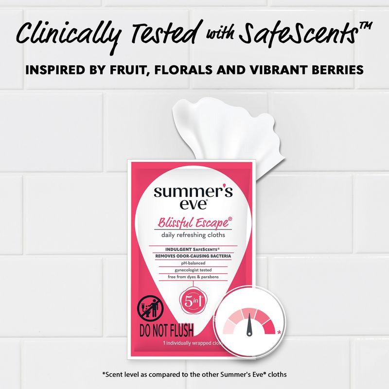 slide 5 of 8, Summer's Eve Feminine Cleansing Wipes - Blissful Escape - 12ct, 12 ct