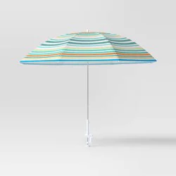 4' Round Outdoor Patio Clamp-on Beach Umbrella Rainbow Stripes - Sun Squad™: UV Protection, Push-Up Lift