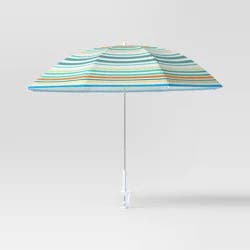 4' Round Outdoor Patio Clamp-on Beach Umbrella Rainbow Stripes - Sun Squad™: UV Protection, Push-Up Lift