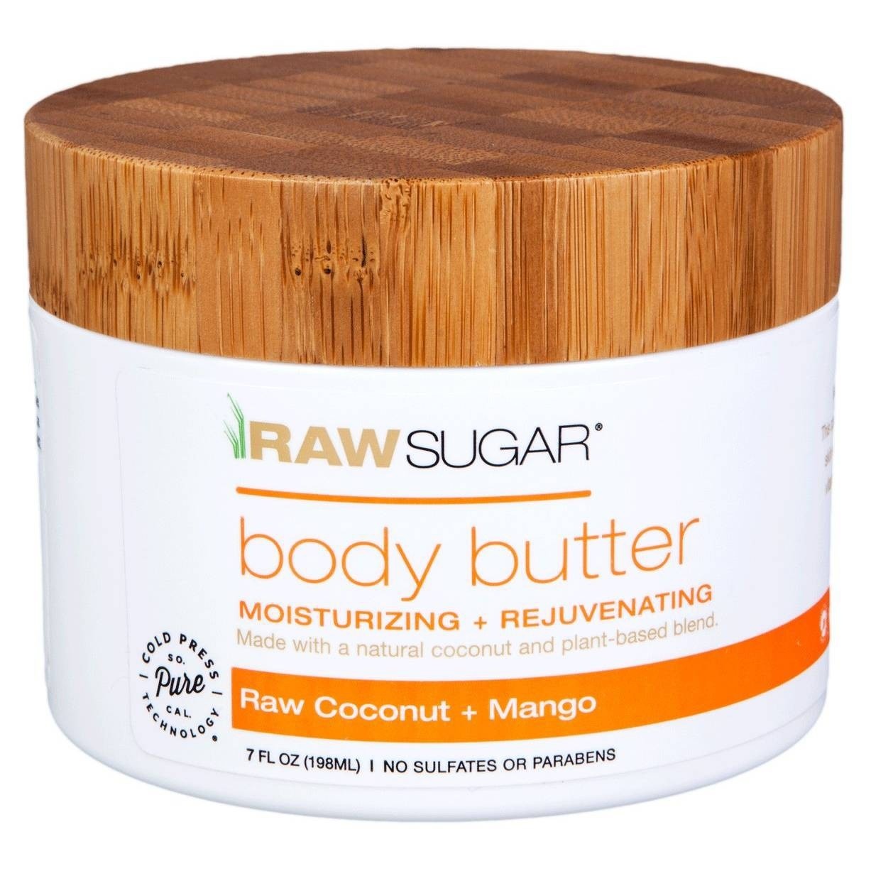 slide 1 of 1, Raw Sugar Body Butter, Raw Coconut + Mango, 7 fl oz