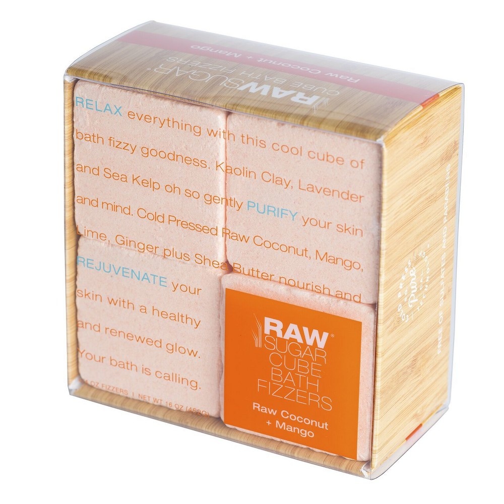 slide 2 of 3, Raw Sugar Cube Bath Fizzers - Raw Coconut Mango, 4 ct