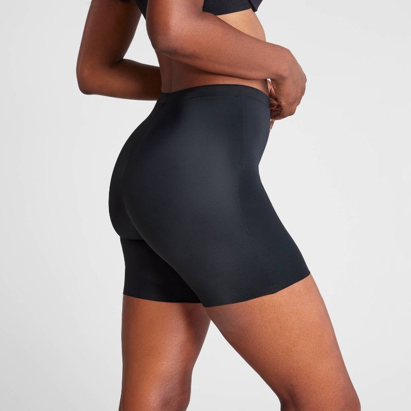 slide 3 of 4, ASSETS by SPANX Women's Thintuition Hip Slimming Girl Shorts - Black M: Medium Control, Bottom Lifting Shapewear, 1 ct