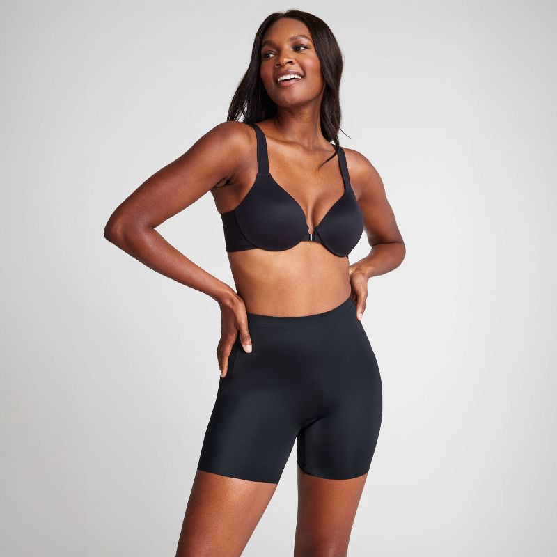 slide 1 of 4, ASSETS by SPANX Women's Thintuition Hip Slimming Girl Shorts - Black M: Medium Control, Bottom Lifting Shapewear, 1 ct
