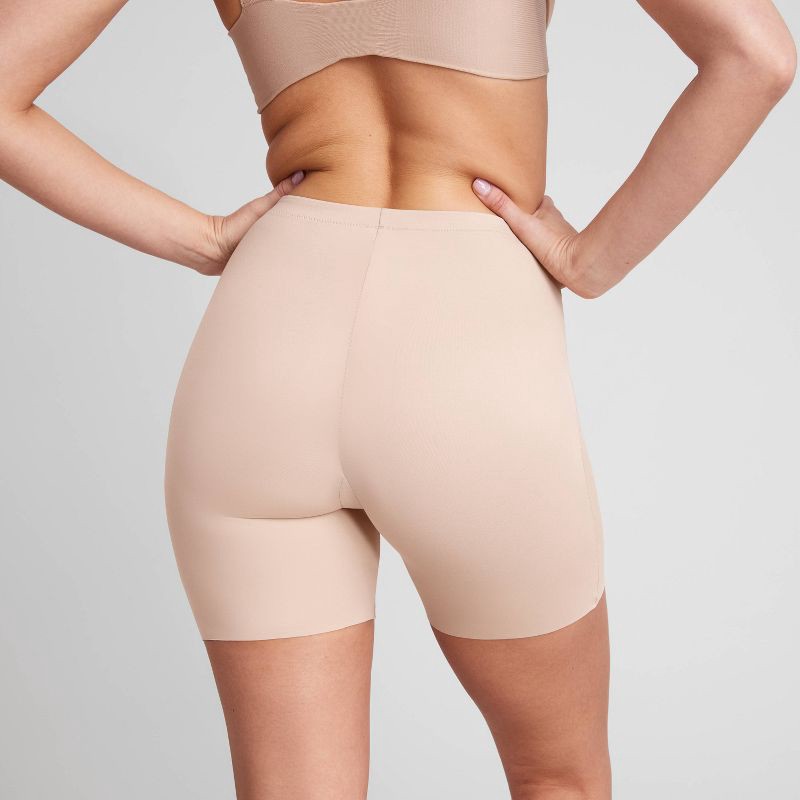 slide 4 of 4, ASSETS by SPANX Women's Thintuition Hip Slimming Girl Shorts - Beige 1X: Medium Control, Bottom Lifting, Plus Size Shapewear, 1 ct