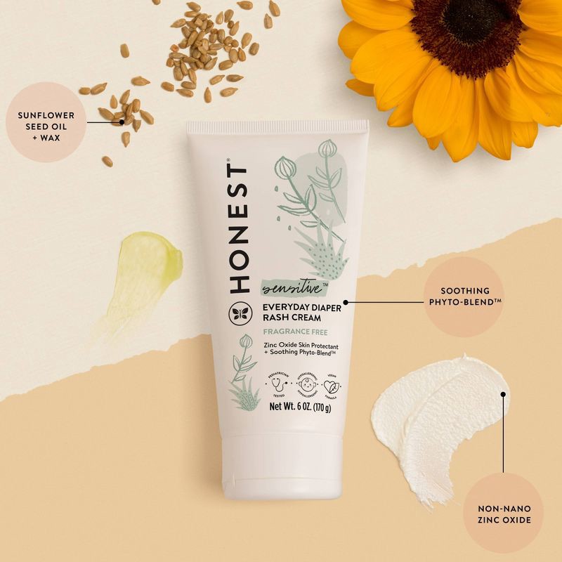 slide 6 of 7, The Honest Company Sensitive Everyday Diaper Fragrance Free Rash Cream - 6oz, 6 oz