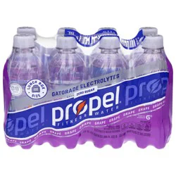 Propel Zero Sugar Grape Electrolyte Water Beverage, 8 - 12 fl oz Bottles