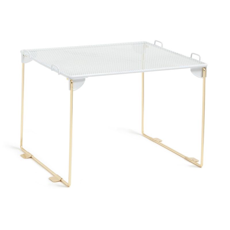 slide 2 of 7, U Brands 8" Mesh Locker Shelf White and Gold, 1 ct