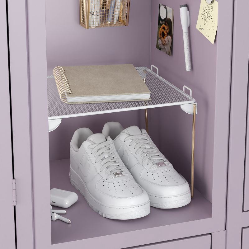 slide 7 of 7, U Brands 8" Mesh Locker Shelf White and Gold, 1 ct