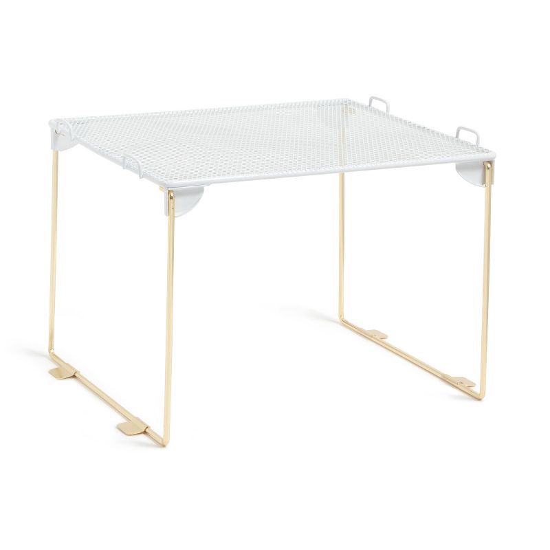 slide 1 of 7, U Brands 8" Mesh Locker Shelf White and Gold, 1 ct