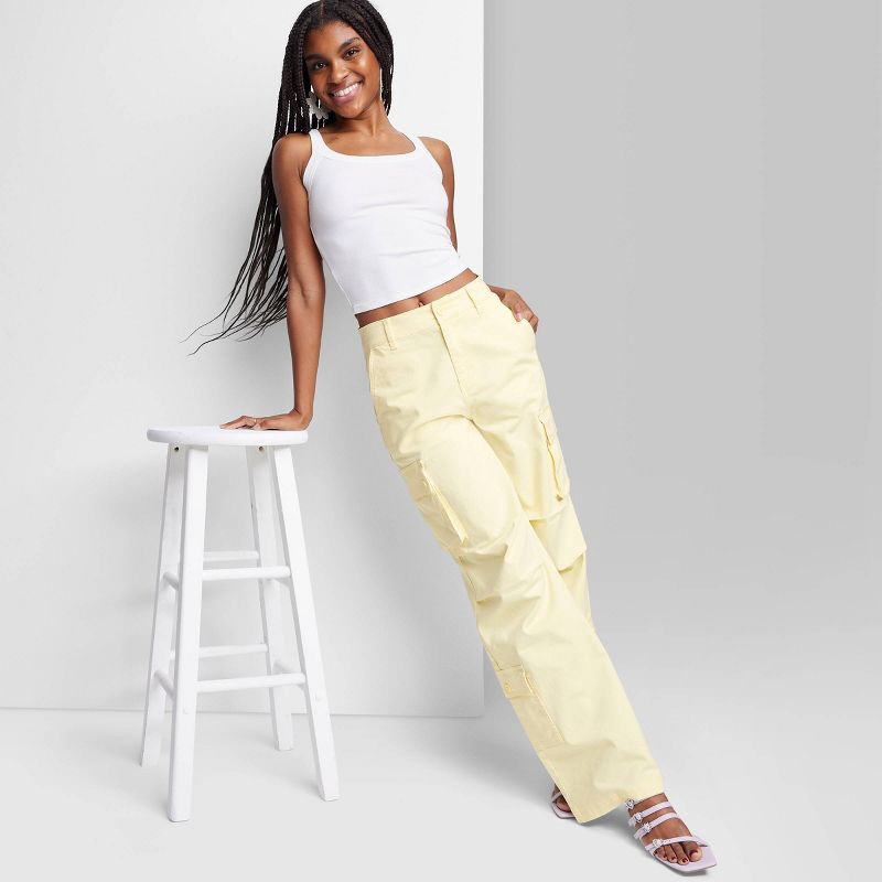 Women s High Rise Cargo Utility Pants Wild Fable Light Yellow XS 1 ct Shipt