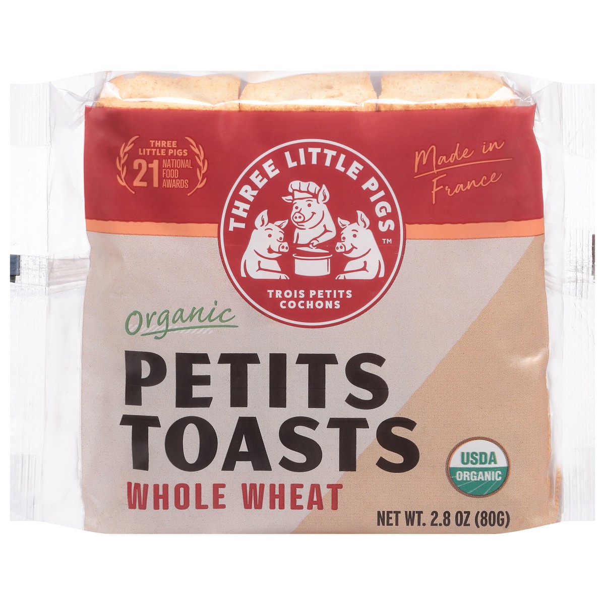 slide 1 of 5, Three Little Pigs Organic Whole Wheat Toasts Petits 2.8 oz, 2.8 oz