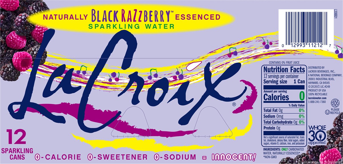 slide 2 of 7, La Croix Black Razzberry 12 Pack 12oz, 1 ct