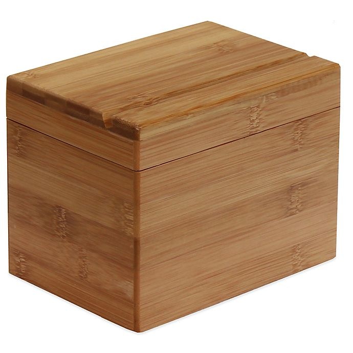 slide 1 of 4, Oceanstar Design Bamboo Recipe Box with Divider, 1 ct