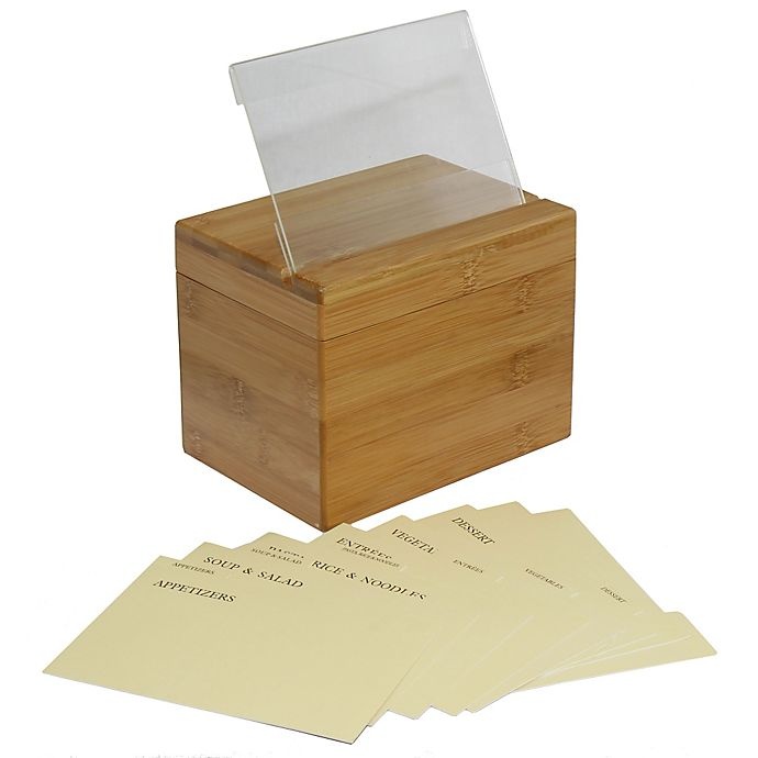 slide 3 of 4, Oceanstar Design Bamboo Recipe Box with Divider, 1 ct