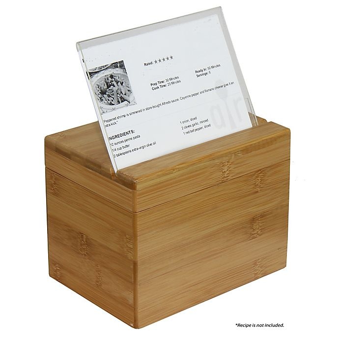 slide 4 of 4, Oceanstar Design Bamboo Recipe Box with Divider, 1 ct