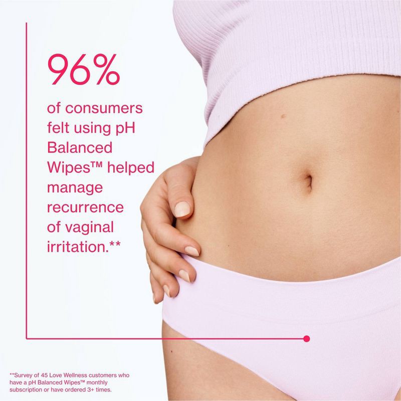 slide 5 of 8, Love Wellness pH Balanced Wipes for Sensitive Care Unscented - 40ct, 40 ct