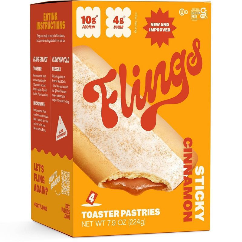 slide 1 of 5, Flings Cinnamon High Protein Keto Toaster Pastries - 8.3oz / 4ct, 8.3 oz, 4 ct