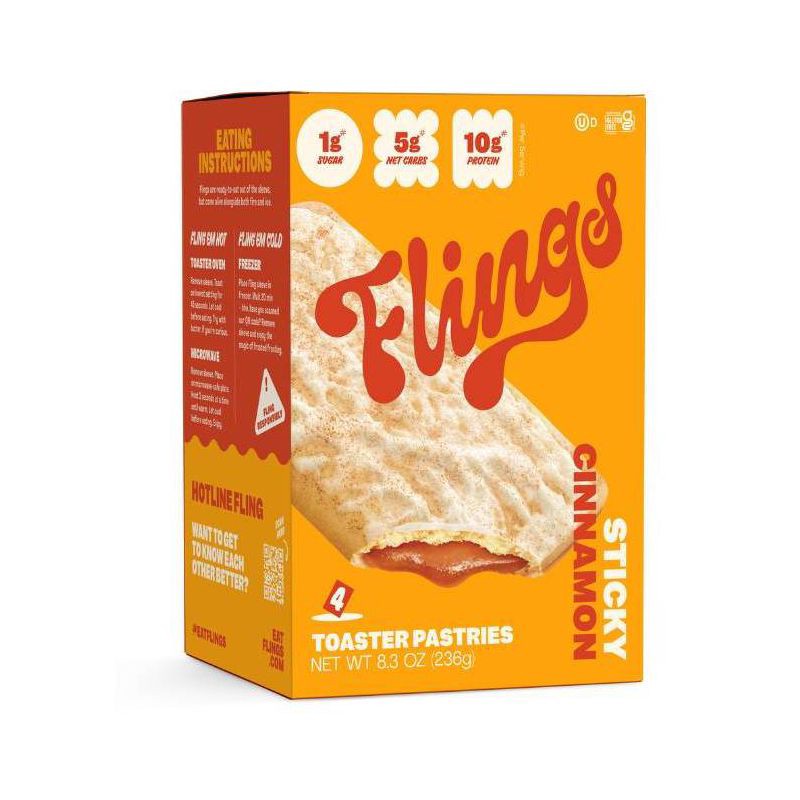 slide 1 of 5, Flings Cinnamon High Protein Keto Toaster Pastries - 8.3oz / 4ct, 8.3 oz, 4 ct