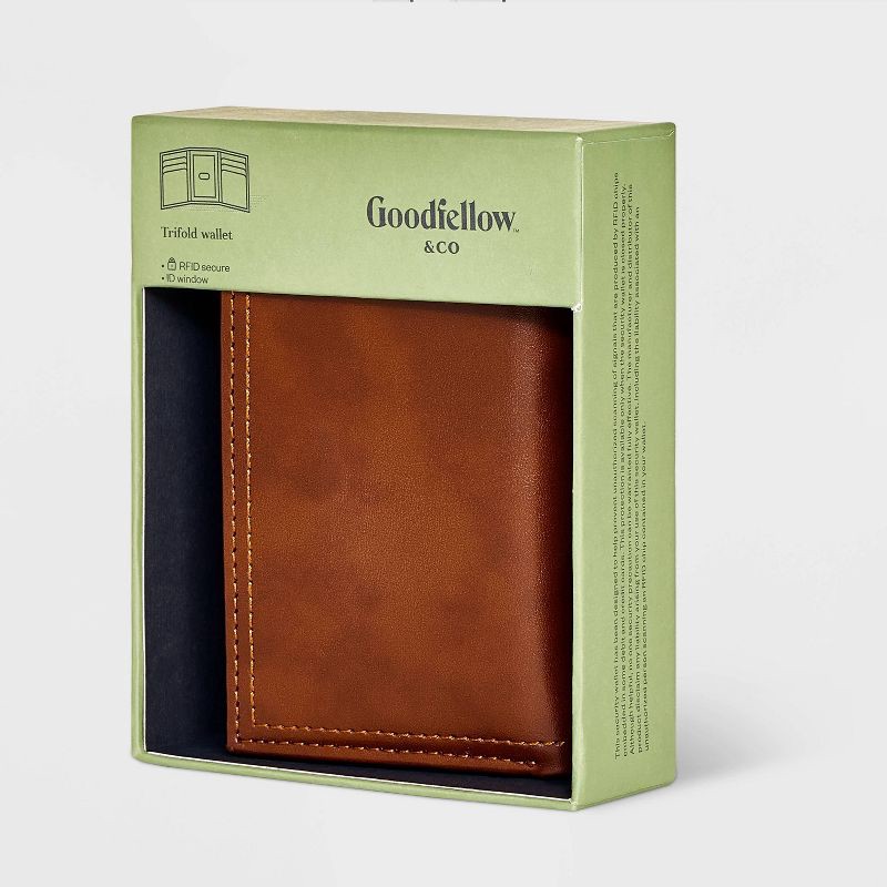slide 2 of 5, Men's RFID Trifold Wallet - Goodfellow & Co™ Brown, 1 ct