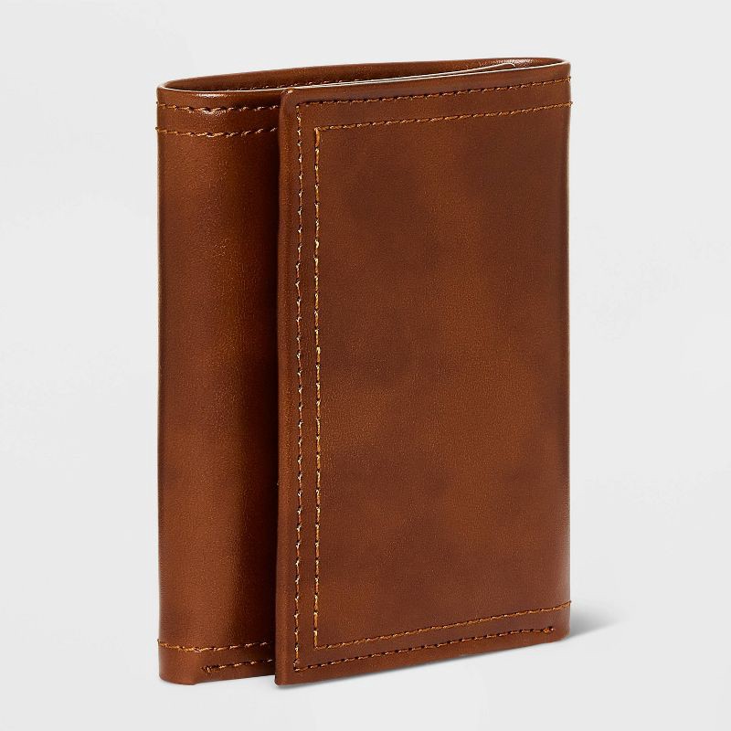 slide 3 of 5, Men's RFID Trifold Wallet - Goodfellow & Co™ Brown, 1 ct