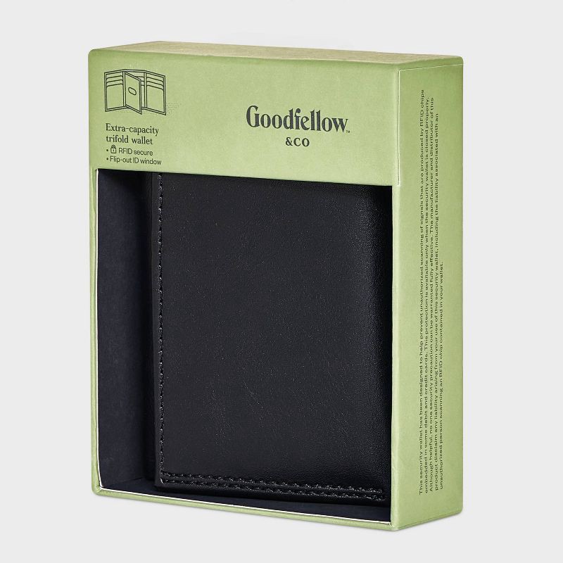 slide 2 of 6, Men's RFID Trifold Wallet - Goodfellow & Co™ Black, 1 ct