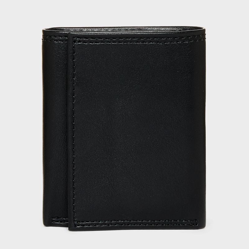 slide 1 of 6, Men's RFID Trifold Wallet - Goodfellow & Co™ Black, 1 ct