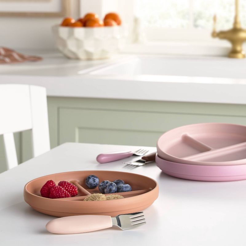 slide 2 of 4, Plastic Plates - 3pk - Rust/Pink - Cloud Island™, 3 ct