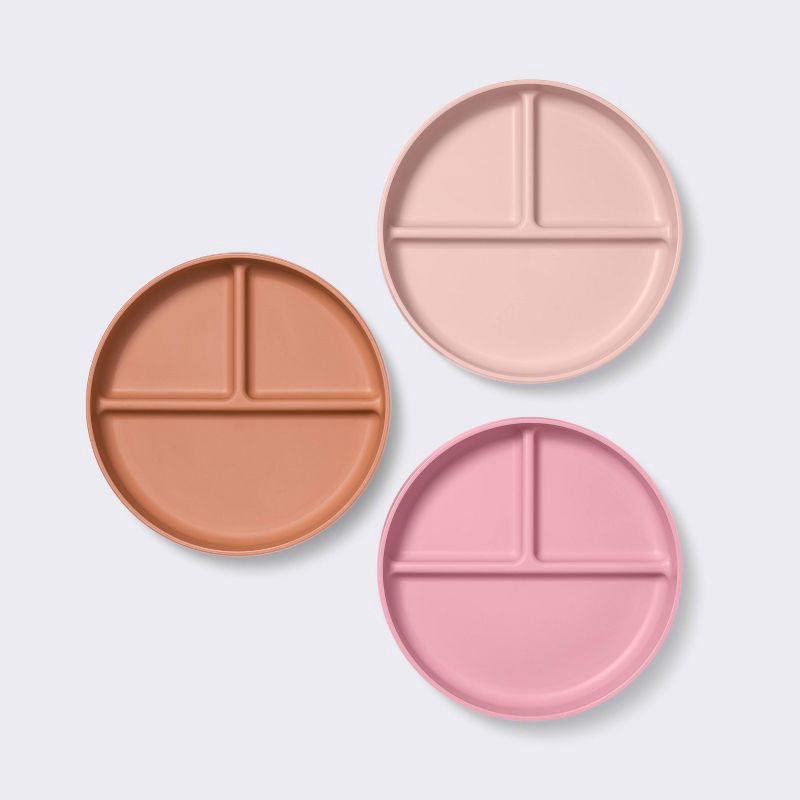 slide 3 of 4, Plastic Plates - 3pk - Rust/Pink - Cloud Island™, 3 ct