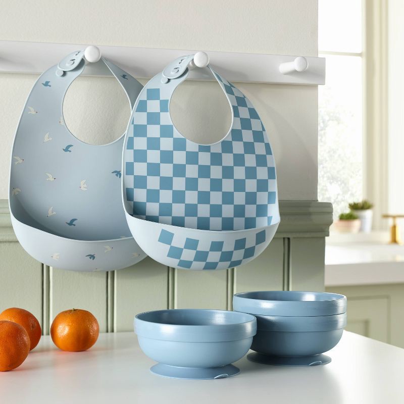 slide 2 of 4, Silicone Bibs - 2pk - Birds/Checker - Cloud Island™, 2 ct