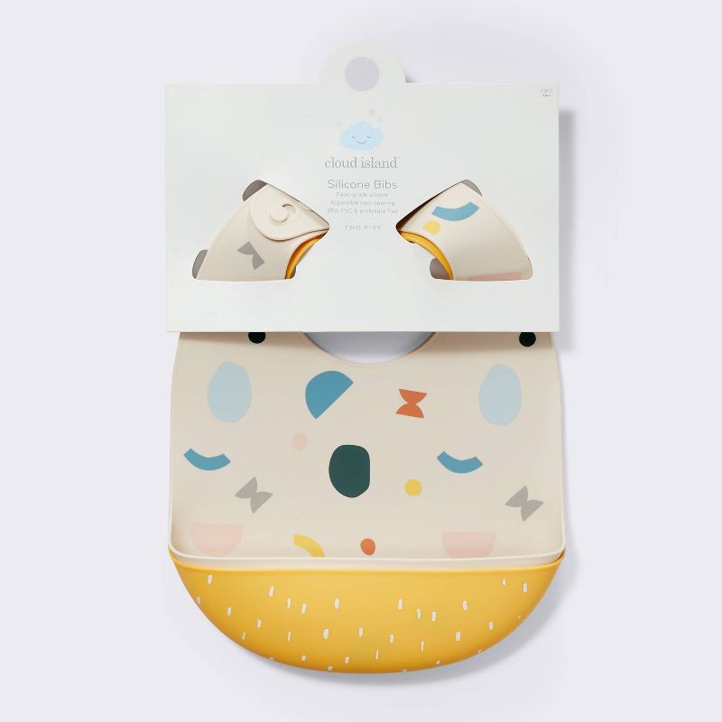 slide 4 of 4, Silicone Bibs - 2pk - Shapes/Yellow - Cloud Island™, 2 ct