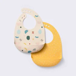 Silicone Bibs - 2pk - Shapes/Yellow - Cloud Island™