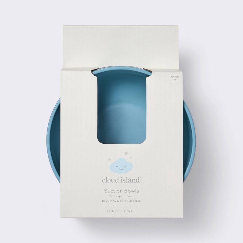 slide 4 of 4, Suction Bowl - 3pk - Blue - Cloud Island™, 3 ct